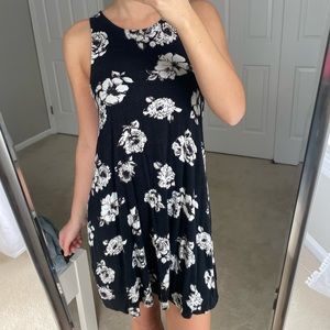 Boho Black Flower Halter Flowy Dress